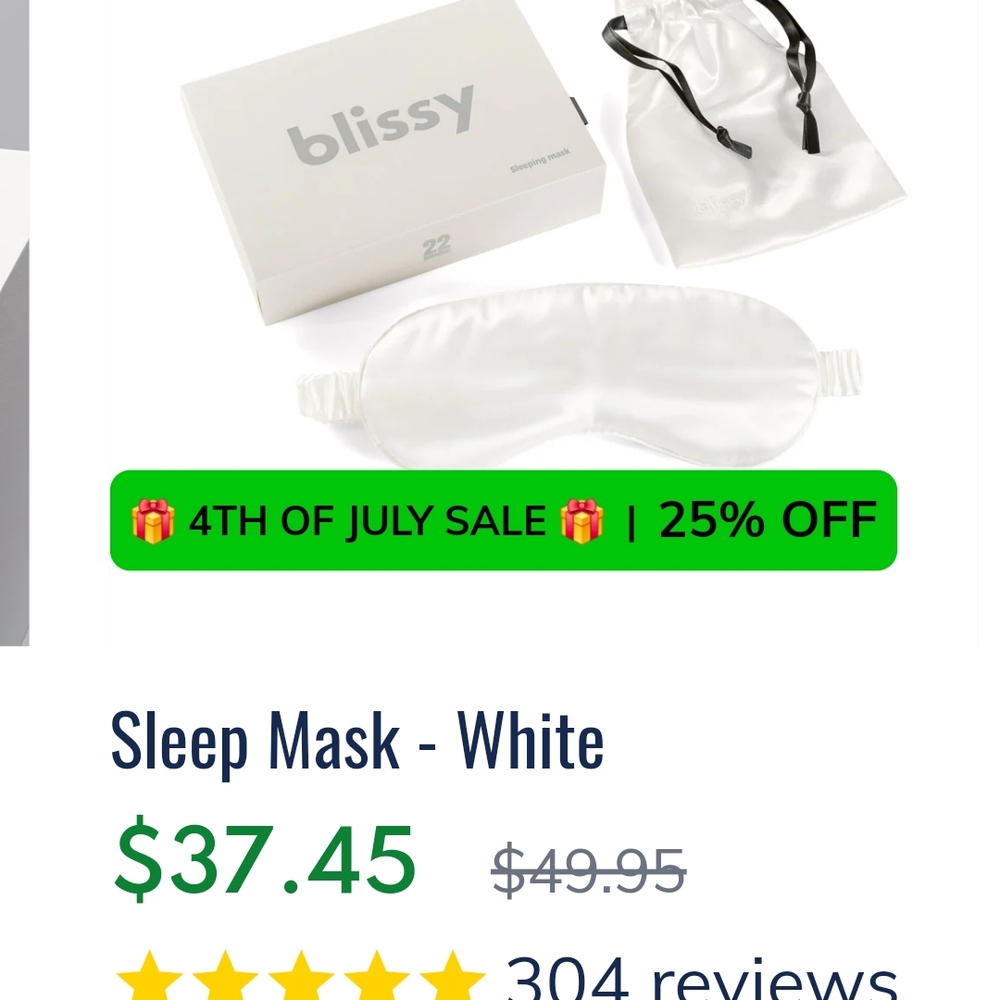 Blissy White Sleep Mask